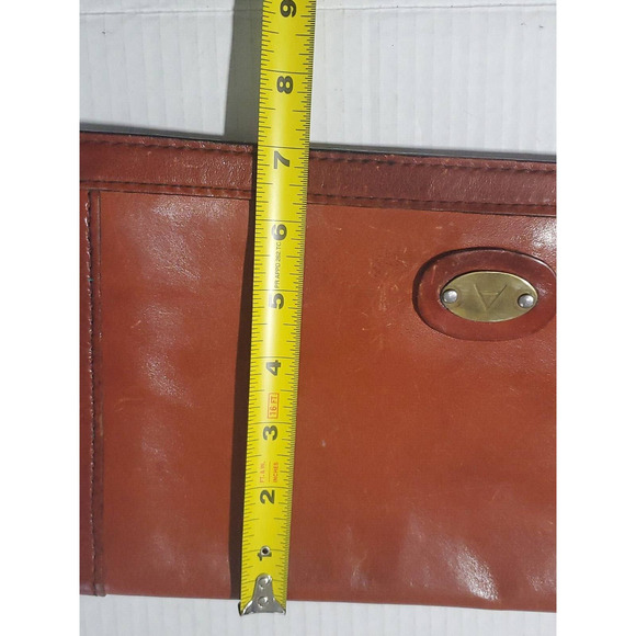 Vintage Alfie's Hand Made Brown Leather Clutch 7" x 12" Italy Snap Closure - Picture 10 of 11